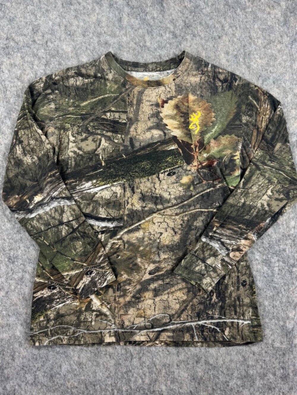 Camo T Shirt Long Sleeve Size M Browning Crew Neck Wastch